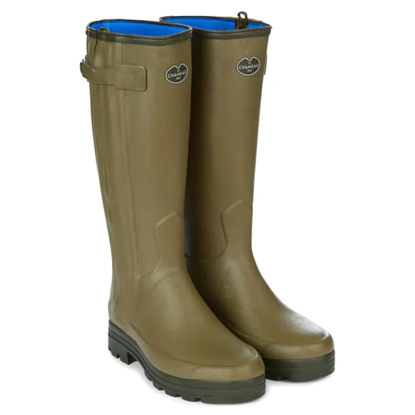Le Chameau Chasseur Neoprene Lined Zip Wellington Boot Vert