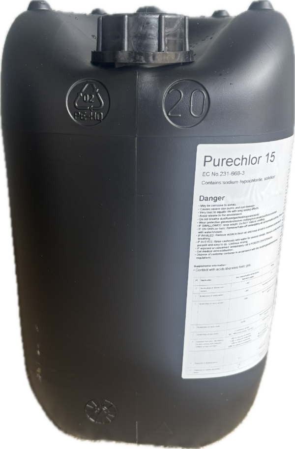 20lt Purechlor 15 Sodium Hypochlorite 14/15%