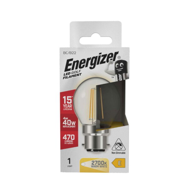 Energizer LED Filament Golf B22 (BC) 470lm 4W Bulb Non-Dimmable