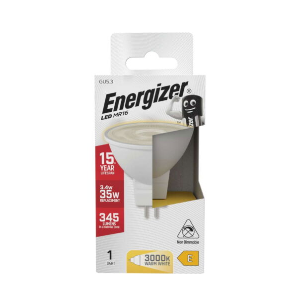 Energizer LED MR16 GU5.3 345lm 3.4W Warm White Bulb Non-Dimmable