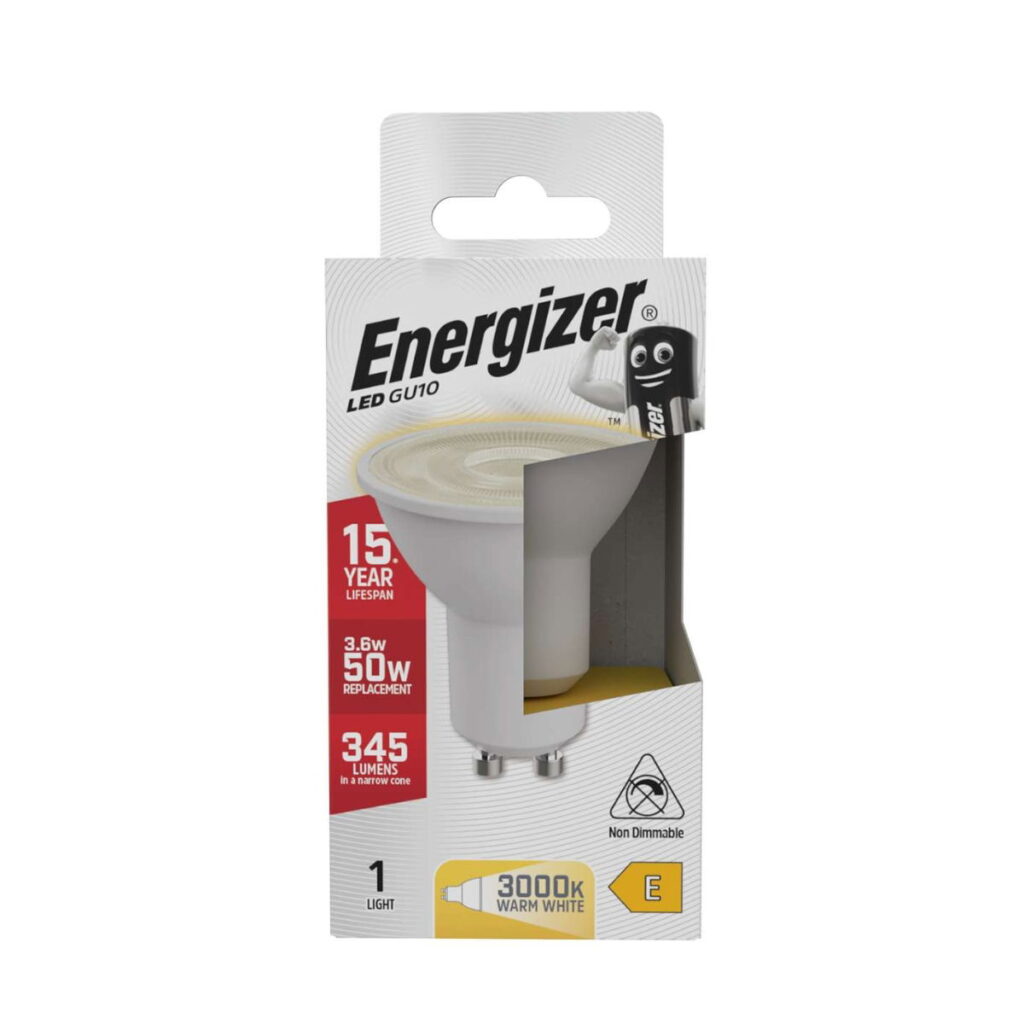 Energizer LED GU10 345lm 3.6W Warm White Bulb Non-Dimmable