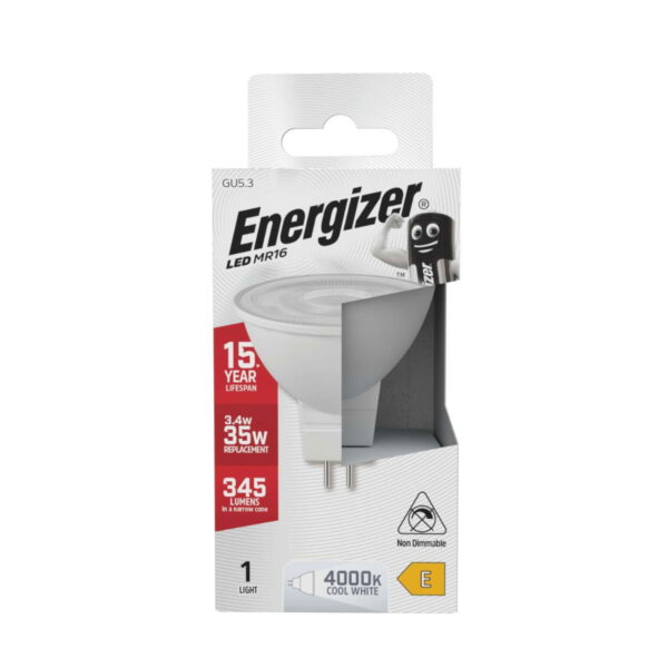 Energizer LED MR16 GU5.3 345lm 3.4W Cool White Bulb Non-Dimmable