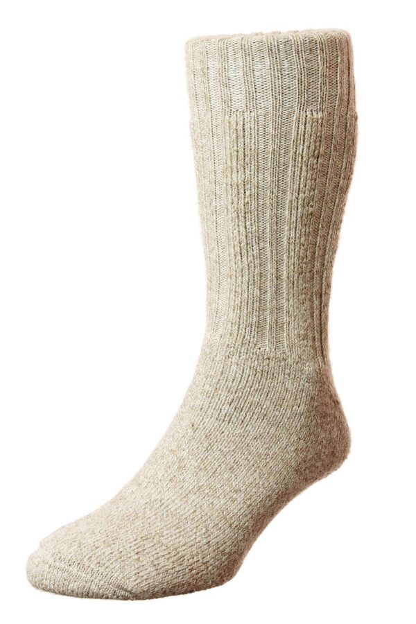 HJ Hall Socks Merino Wool Premium Boot Socks - Beige Marl