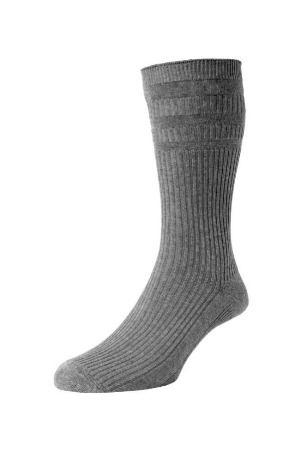HJ Hall Socks Cotton Softop Socks – Mid Grey Melange