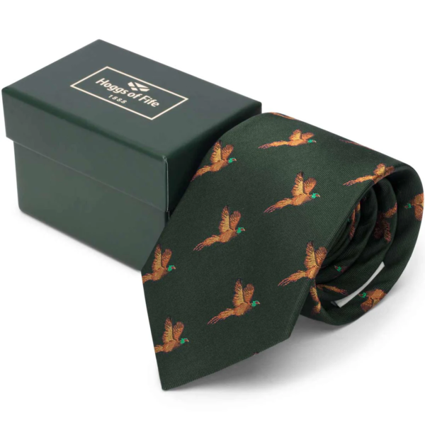 Hoggs of Fife Silk Woven Tie Pheasants Boxed